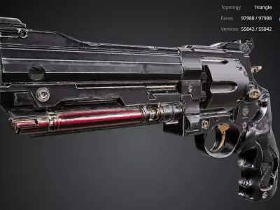 Revolver Gun 3D model get