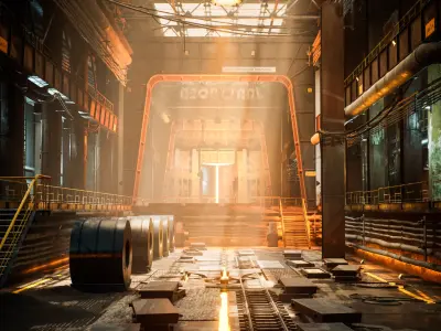 Steel Mil Environment Kit - UE5 Low-poly 3D model