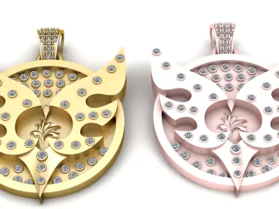 gold diamond pendant 3D print model