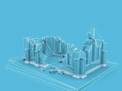 Medieval Building 56 Ruined Church Low-poly 3D model