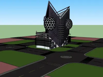 Skyscraper Deconstructivism Structure  Low-poly 3D model
