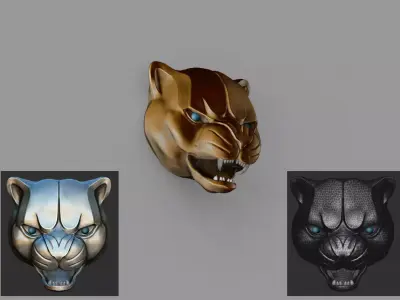 Tiger face wall mounted 3D model