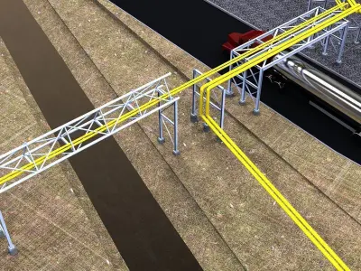 Pipe bridge and beam bride Free 3D model