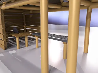 Cartoon-like sawmill Low-poly 3D model