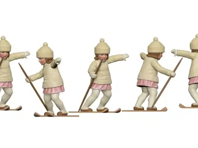 001336 lil girl skates on skies 3D model