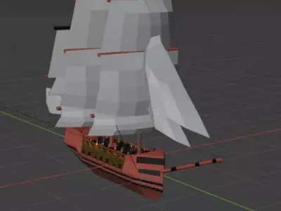 War Frigate Low-poly 3D model