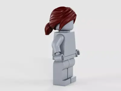 Lego Minifigure Brown Ponytail Hair  3D model