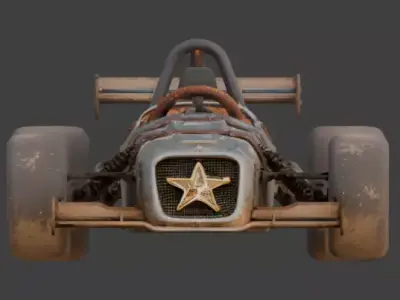 Post-Apocalyptic Sheriff Formula Racer  Low-poly 3D model