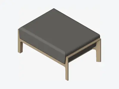 Furniture - Sofa - Contemporary - Oak - Footstool Low-poly 3D model