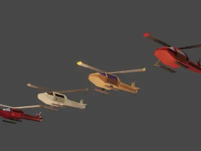 low poly passenger  helicopter door can open  Free low-poly 3D model