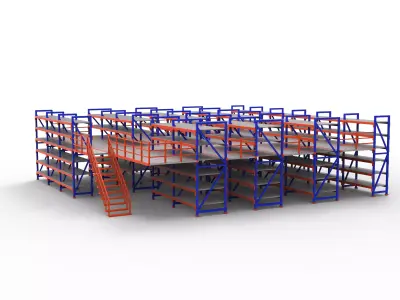 Mild Steel Ware House Rack 3D model