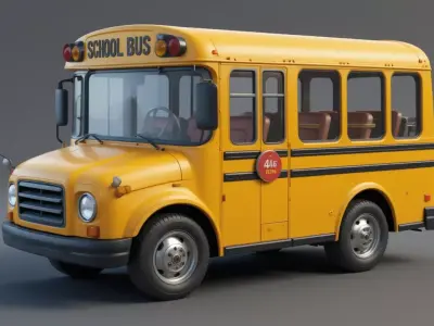 School Bus 3D Model Low Poly Game Ready PBR Textures 3D model