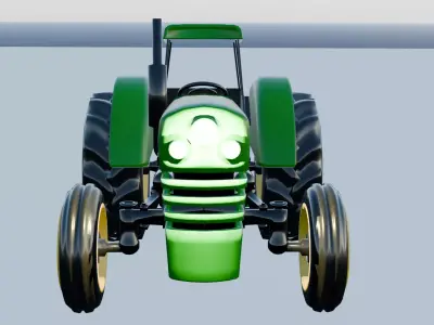 Classic Farm Tractor 3D Model Low Poly Agricultural Vehicle Low-poly 3D model