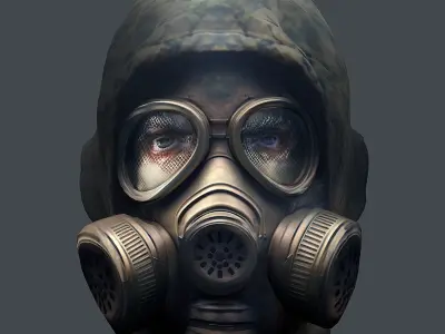 Gas mask helmet 3d model military combat Low-poly Low-poly 3D model shop