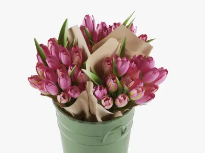 Flowers In Bucket 02 3D model