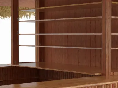  Tropical Bamboo Tiki Bar on Sand Brown 