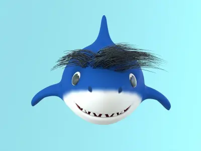 papa shark cartoon fish Low-poly 3D model