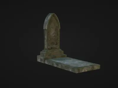 Low-poly PBR Gravestone set 6 items Low-poly 3D model