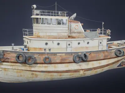 BOATYARD - Tugboat - LOW POLY AND NANITE Low-poly 3D model