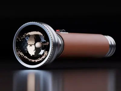 Realistic Vintage Flashlight Low-poly 3D model