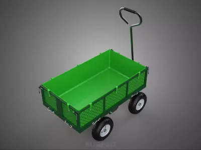 FOUR 4 WHEELED UTILITY CART WAGON TROLLEY DETACHABLE MESH POCKET 3D model