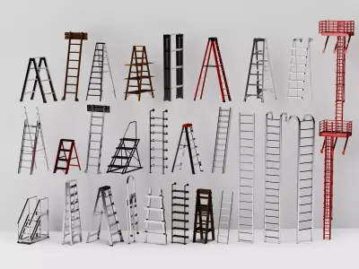 Industrial Ladder Collection Low-poly 3D model