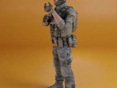 Soldier game character Low-poly 3D model