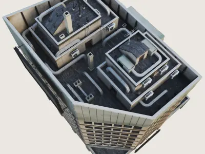 Building Skyscraper City Town Downtown Office Space Work Street Low-poly 3D model order