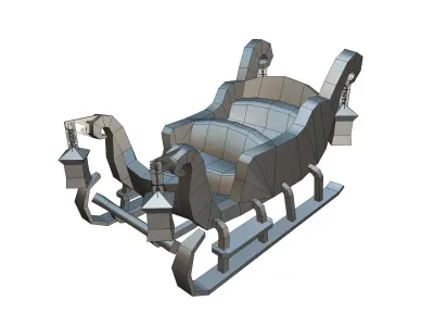 Santa Sleigh - Low Poly Hand Painted Low-poly 3D model