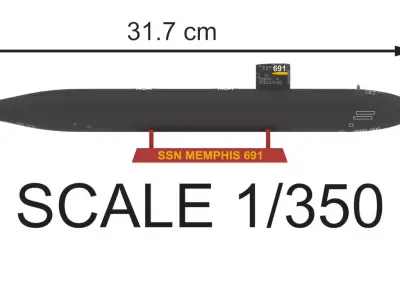 SUBMARINE USS MEMPHIS SSN 691 - 1-350 High Quality 3D print model