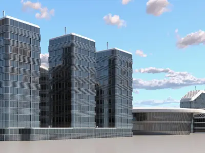  Connected Urban Building Complex Concrete 