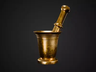Brass Mortar and Pestle Low-poly 3D model