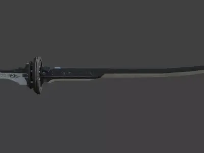 Samurai Sword 4 - SciFi Dark Steel Blade Low-poly 3D model