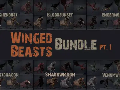 Winged Beasts Bundle Part 1 3D Model Pack