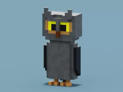 Voxel Owl Low-poly 3D model