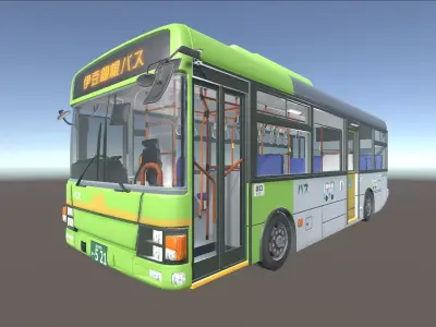Japanese Public Bus 3D Model - Unity Ready Low-poly 3D model