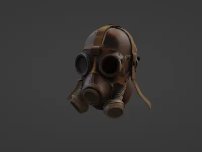 Post-Apocalyptic Gas Mask with Rugged Design 3D model
