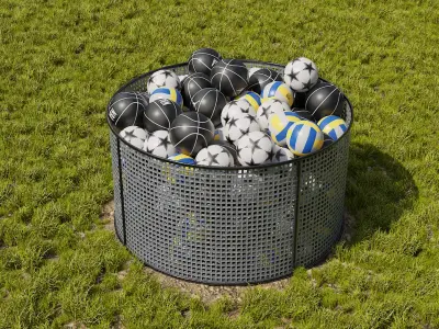 Set of balls and grid Low-poly 3D model Low-poly 3D model