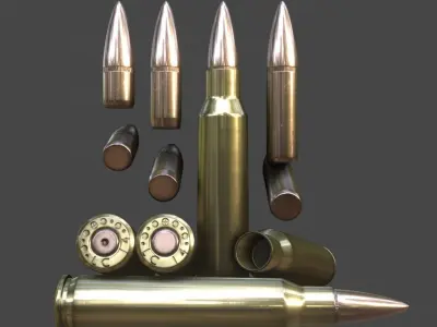 556x45mm NATO Cartridge Low-poly 3D model