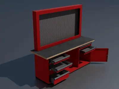 Workshop workbench 3 PBR 3D model