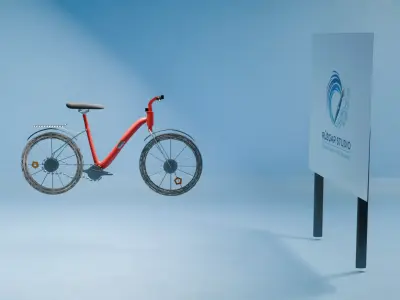 Bicycle Model with Headlight Animated Low-poly 3D model
