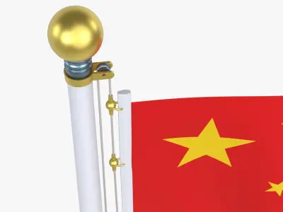 ChinaFlagStandPoleAnimated 3D model