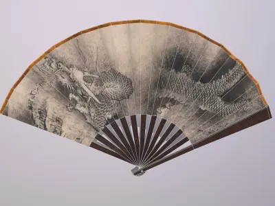 Folding fan Low-poly 3D model get