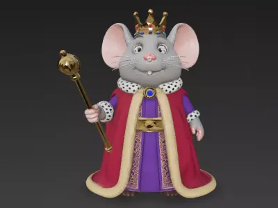 Cartoon Emperor Mouse PBR 3D Model 3D model