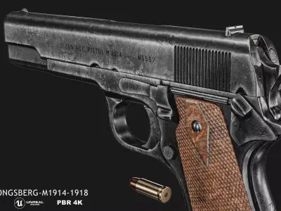 Kongsberg M1914 1912 Pistol  Low-poly 3D model
