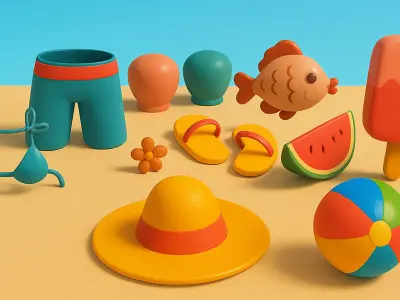 Summer Collection v001  Low-poly 3D model
