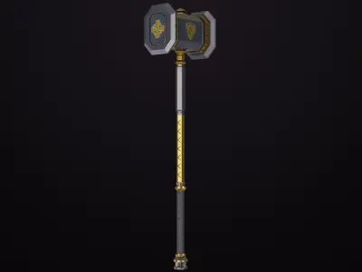  Battle Hammer 06 All PBR Unity UE Textures Included Low-poly 3D model