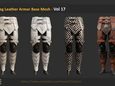 30 Leg Leather Armor Base Mesh - Vol 17 Low-poly 3D model