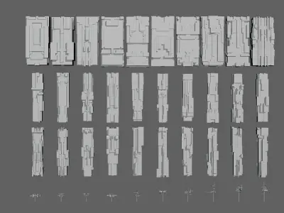 Pack Collection 30 Futuristic Sci-Fi Skyscrapers and 10 Antennas 3D model