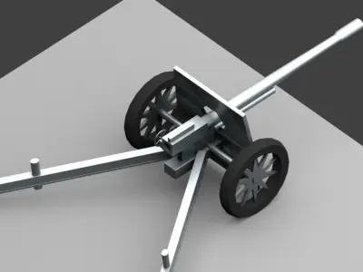 Anti tank Gun PAK 40 like Low-poly 3D model